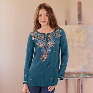 Sundance Like Cordelia Long Sleeve Embroidered Tunic Blouse Size M